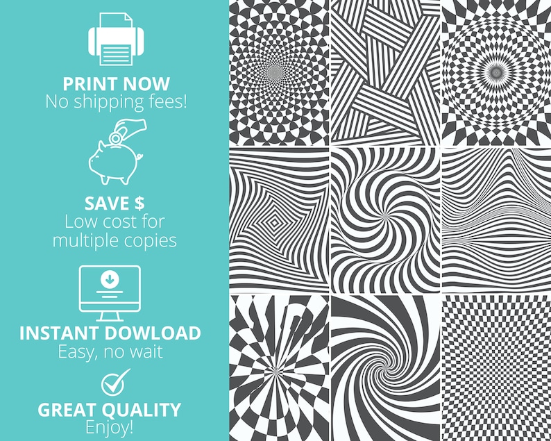 Adult Coloring Pages Optical Illusion Art Print Art Therapy - Etsy