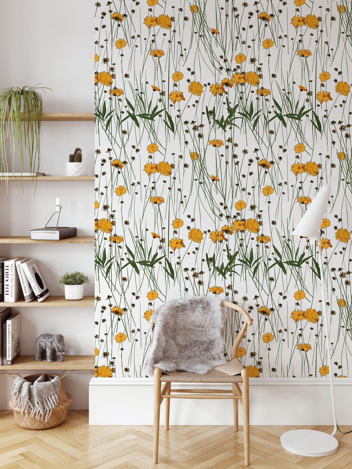 Wallpaper Mural Peel and Stick Wallpaper Yellow Wallpaper Etsy