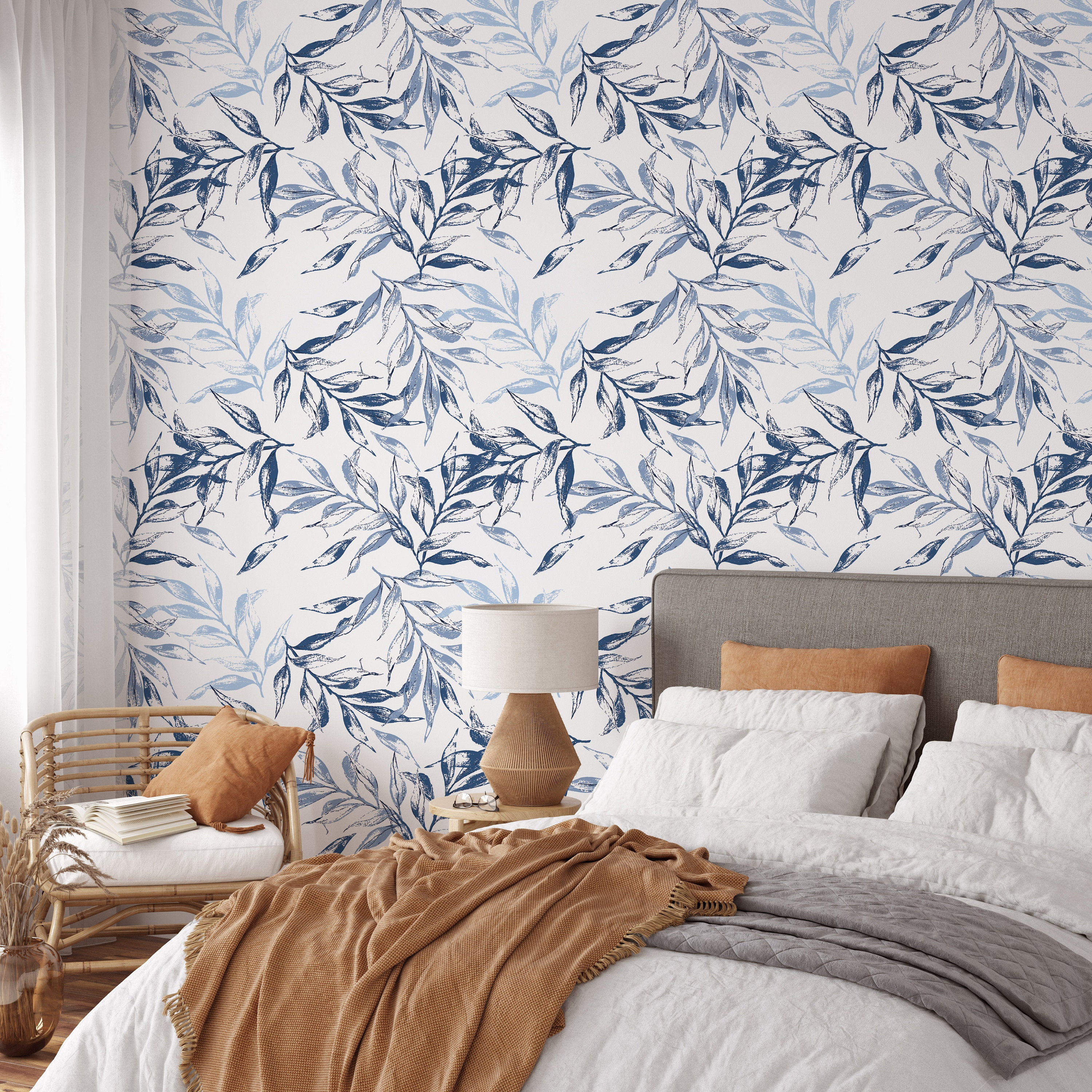 Removable Wallpaper 9ft x 2ft  Blue White India  Ubuy
