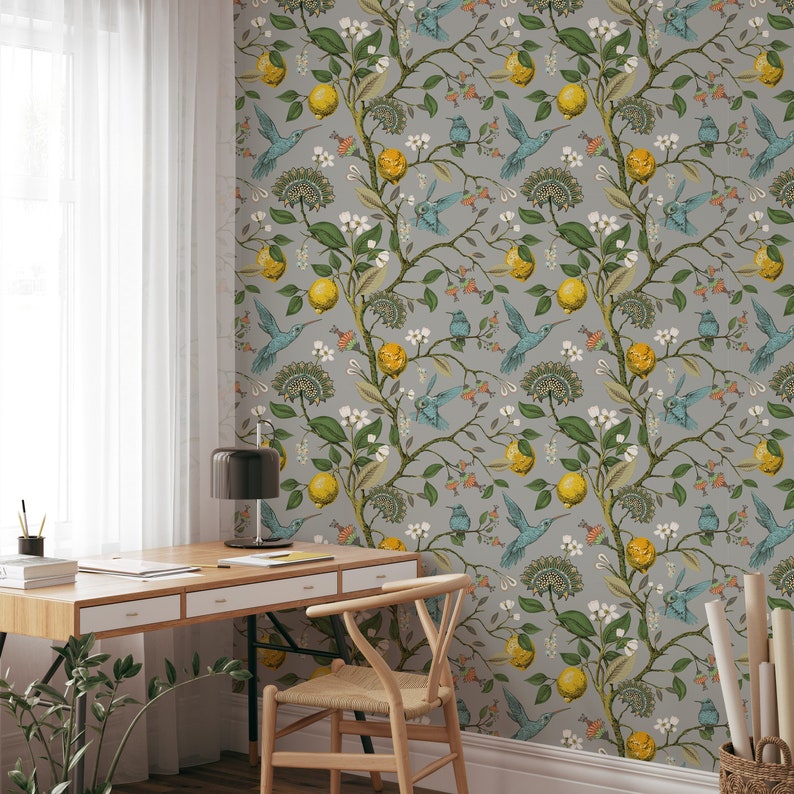 Removable Wallpaper Peel and Stick Vintage Lemons Wallpaper Etsy