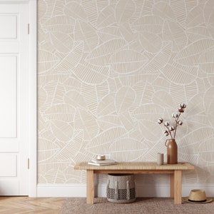 Peel and Stick Wallpaper Neutral Wallpaper Large Scale Mural Traditional Beige Wallpaper Mural Custom Wallpaper Accent Wallpaper