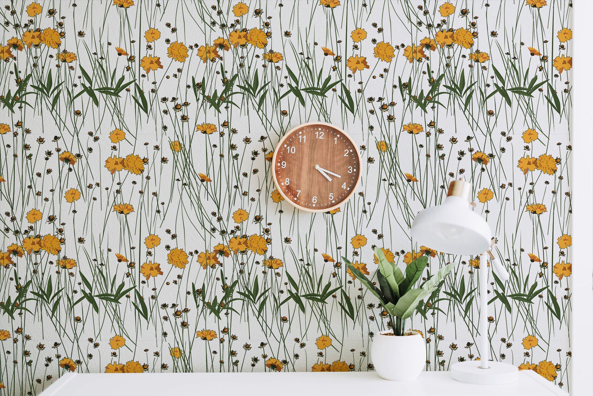 Wallpaper Mural Peel and Stick Wallpaper Yellow Wallpaper Etsy