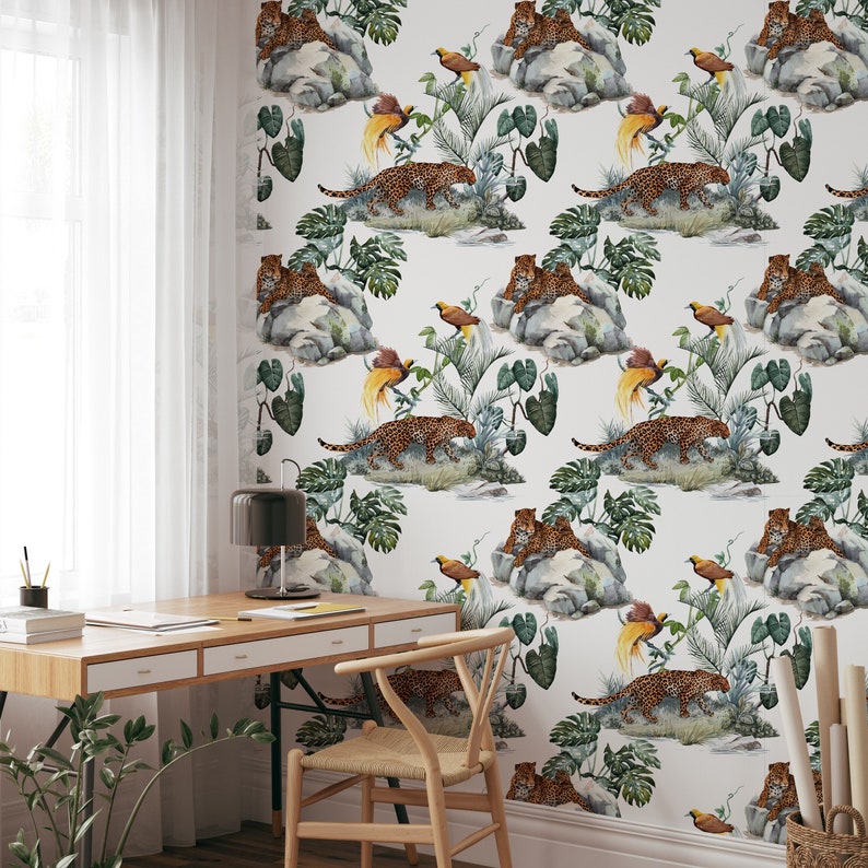 Peel Stick Wallpaper Jungle Wallpaper Nature Wallpaper Etsy