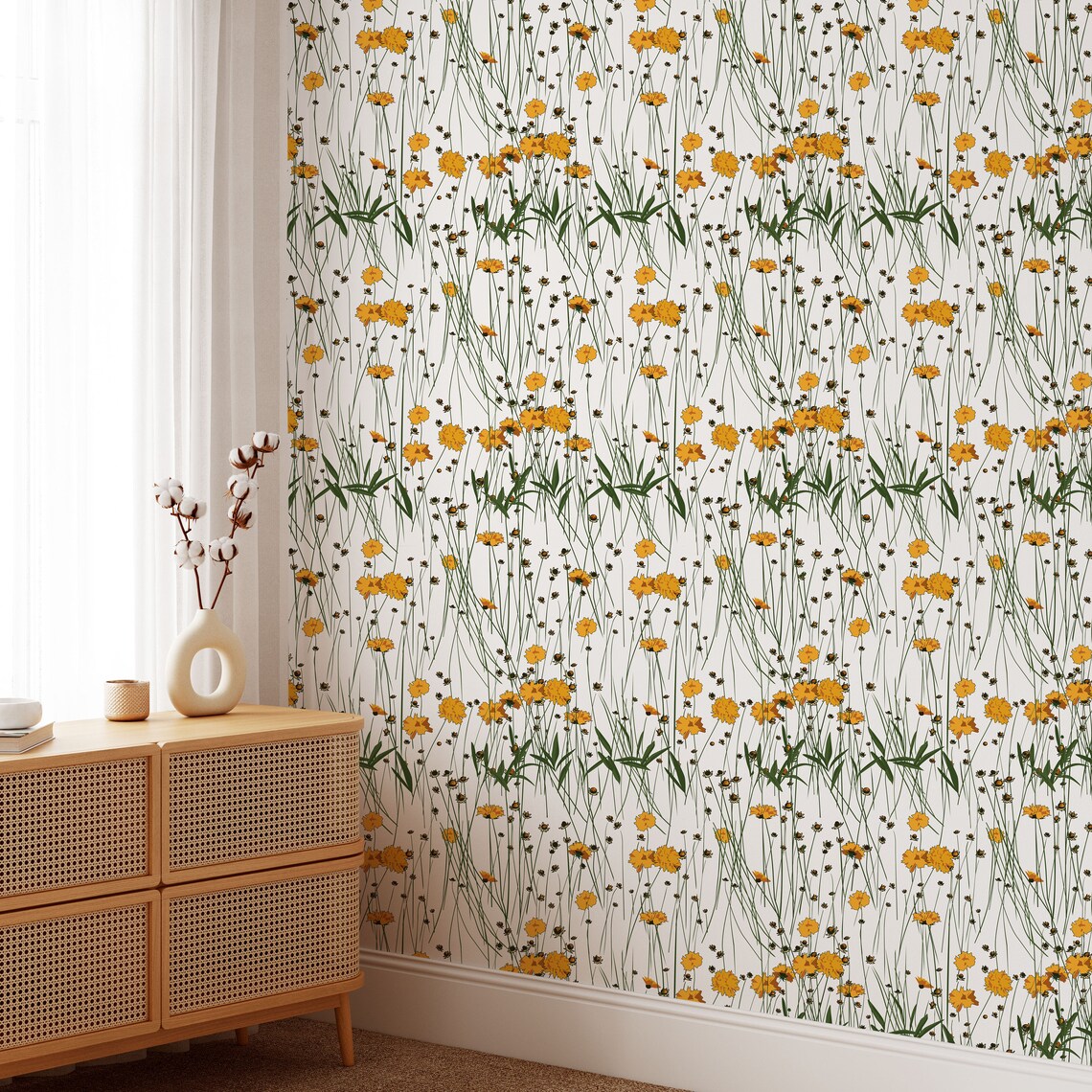 Wallpaper Mural Peel and Stick Wallpaper Yellow Wallpaper Etsy