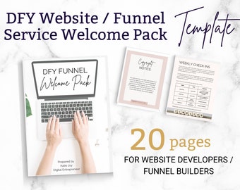 Done-for-you Website / Funnel Service Welcome Pack - INSTANT DOWNLOAD Canva Template, Feminine, Premade, Funnel Builder, Website Design