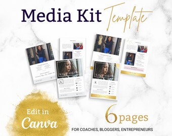 Canva Media Kit Template, Editable Bio Template, Entrepreneur, Online Business, Course Creators, Coaches, Bloggers, Virtual Assistant
