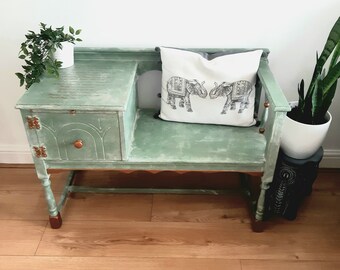 Upcycled Green bench seat