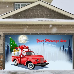 Garage Door Décor Santa Claus | Garage Door Banner Christmas | Christmas Mural | Christmas Outdoor Decoration