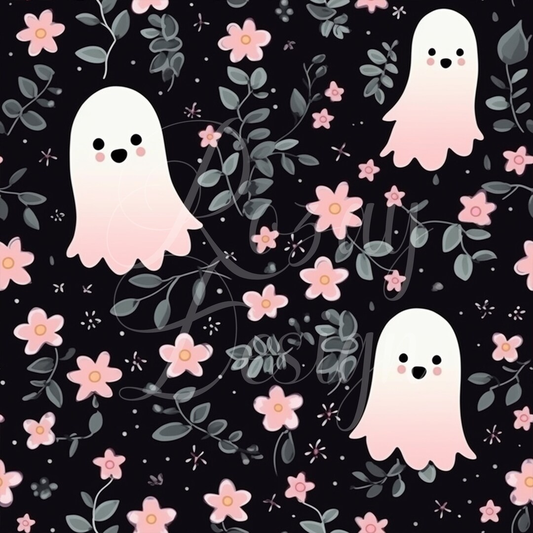 Cute Ghosts and Flowers | Halloween | Seamless Patterns | Instant ...