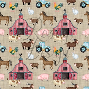Seamless Pattern - Farm Animals  | Seamless Repeating Patterns | Instant Download | Printable Digital Paper