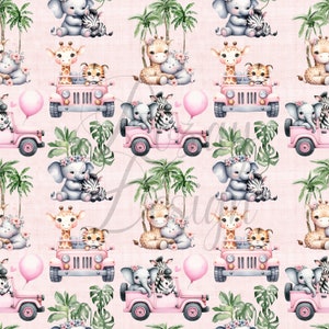 Pink Safari | Seamless Patterns | Instant Download | Printable Digital Paper | Repeating Pattern