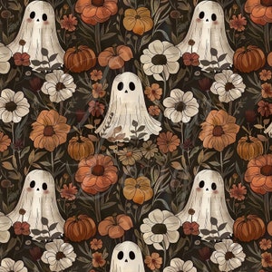 Cute Ghosts and Pumpkins | Halloween | Seamless Patterns | Instant Download | Printable Digital Paper | Repeating Pattern | Fabric Printing