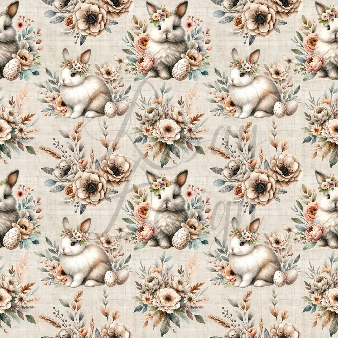 Easter | Boho Bunnies | Seamless Patterns | Instant Download ...