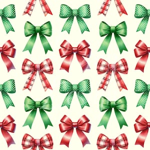 Coquette Christmas Bows | Christmas | Seamless Patterns | Instant Download | Printable Digital Paper | Repeating Pattern