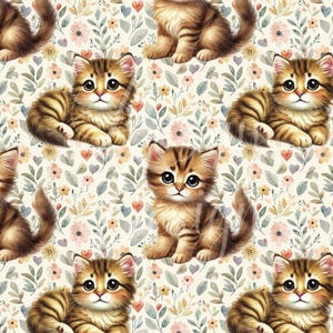 Cute Kittens | Seamless Patterns | Instant Download | Printable Digital Paper | Repeating Pattern | Fabric Printing