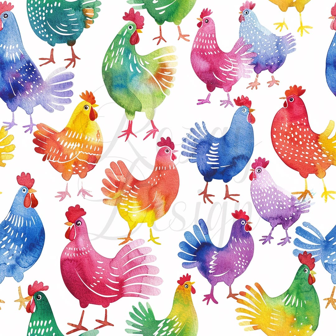 Chicken Streamless Pattern Chickens | Seamless Patterns | Instant Download | Printable Digital ...