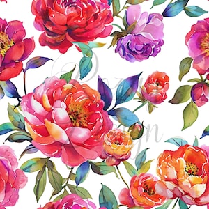 Bright Floral | Seamless Patterns | Instant Download | Printable Digital Paper | Repeating Pattern | Fabric Printing