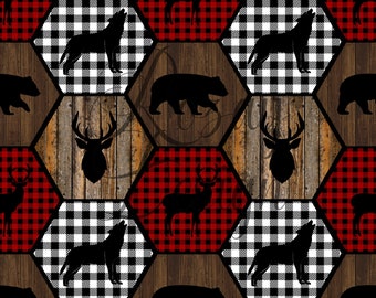 Seamless Pattern - Buffalo Plaid Rustic Forest  | Seamless Repeating Patterns | Instant Download | Printable Digital Paper