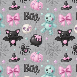 Pastell Halloween | Rosa | Halloween | Nahtlose Muster | Sofortdownload | Sich wiederholendes Muster | Stoffdruck