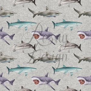 Seamless Pattern, Watercolor, Digital Papers, Tileable - Sharks  | Seamless Repeating Patterns | Instant Download | Printable Digital Paper