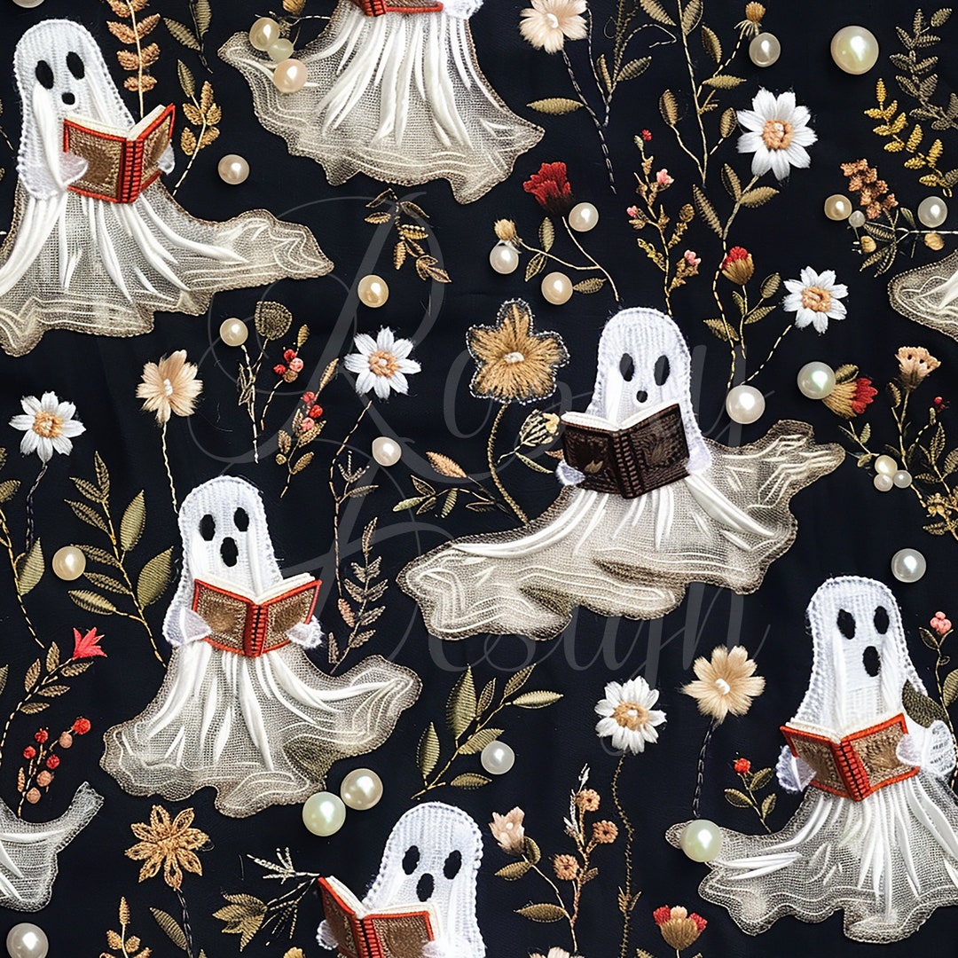 Cute Ghosts and Books | Halloween | Seamless Patterns | Instant ...