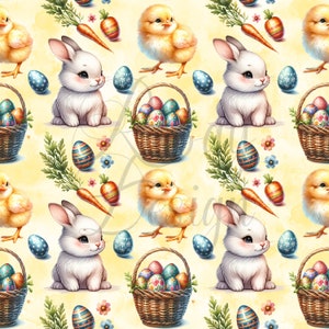 Easter | Bunnies | Seamless Patterns | Instant Download | Printable Digital Paper | Repeating Pattern