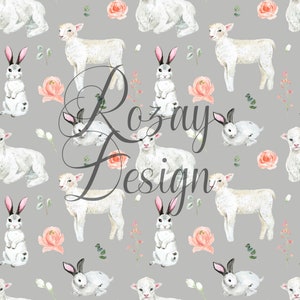 Seamless pattern - Bunny and Lamb