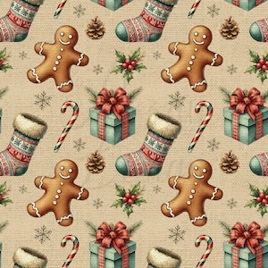 Vintage Christmas | Seamless Patterns | Instant Download | Printable Digital Paper | Repeating Pattern | Fabric Printing