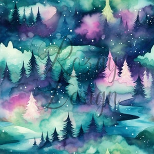 Nordlichter | Nahtlose Muster | Sofort Download | Druckbares Digitales Papier | Sich wiederholendes Muster