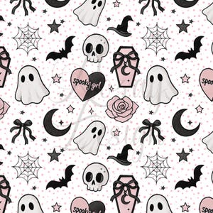 Spooky Girl | Pink | Halloween | Seamless Patterns | Instant Download | Repeating Pattern | Fabric Printing