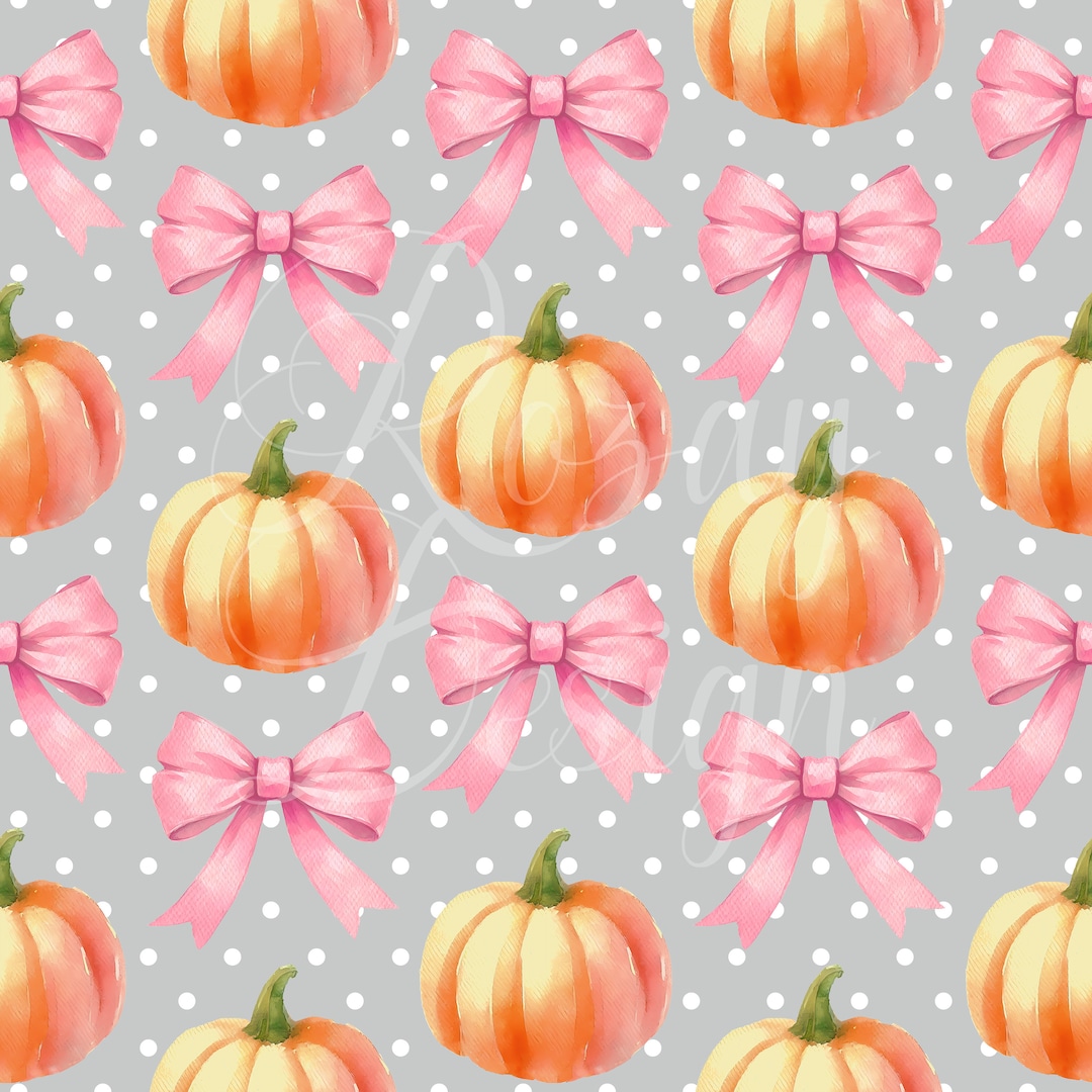 Bows and Pumpkins | Fall & Autumn | Seamless Patterns | Instant ...