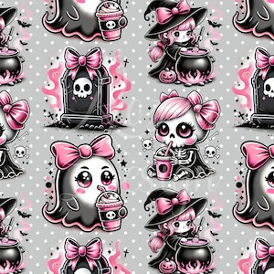 Pink Halloween | Halloween | Seamless Patterns | Instant Download | Repeating Pattern | Fabric Printing