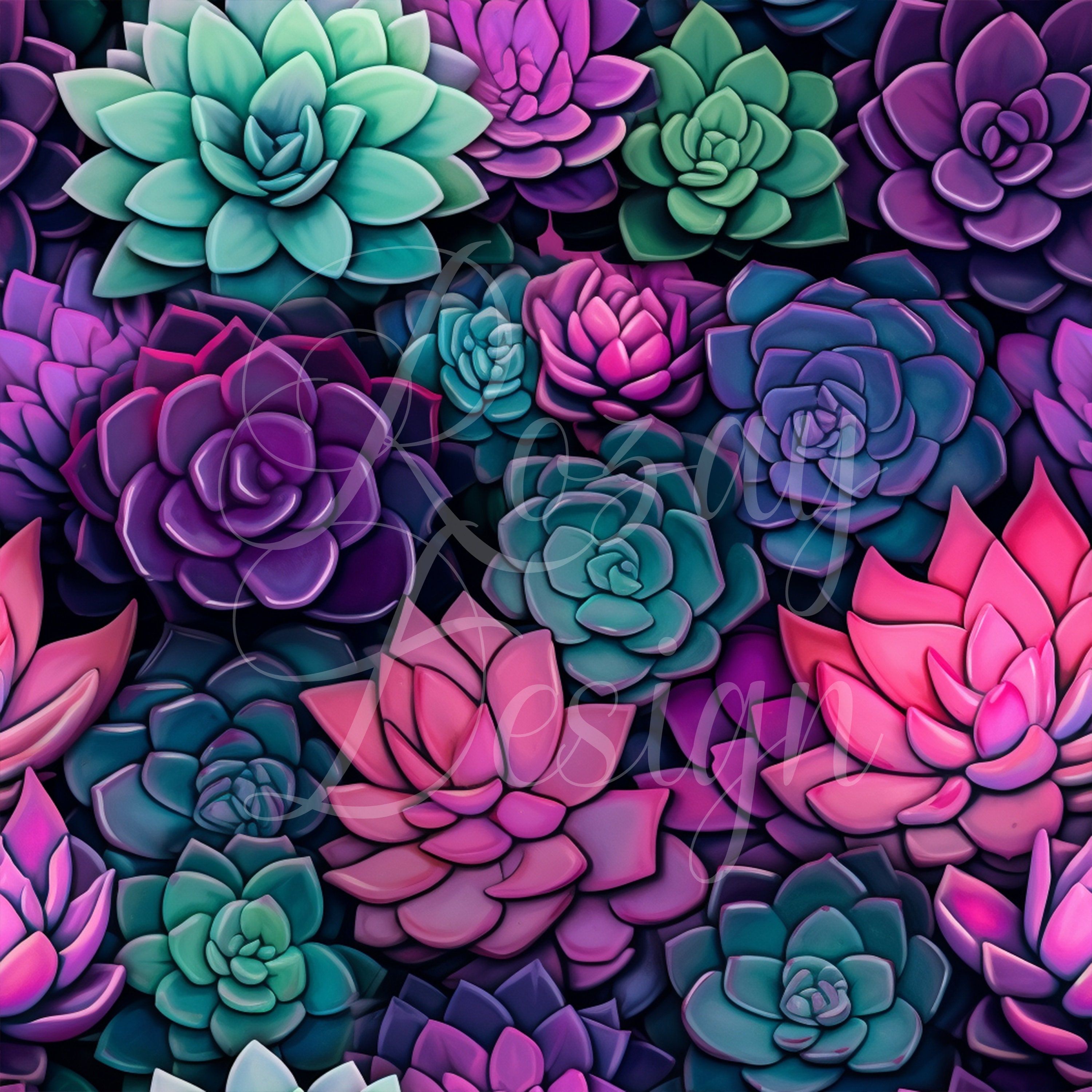 Succulents - Plants | Seamless Patterns | Instant Download | Printable Digital Paper | Repeating Pattern