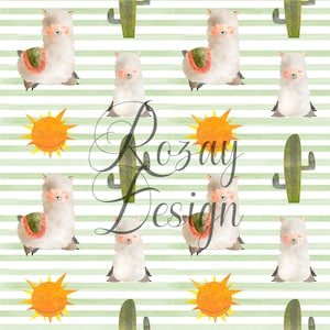 Seamless Pattern - Llamas and Cactus