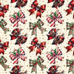 Christmas Coquette Bows | Christmas | Seamless Patterns | Instant Download | Printable Digital Paper | Repeating Pattern