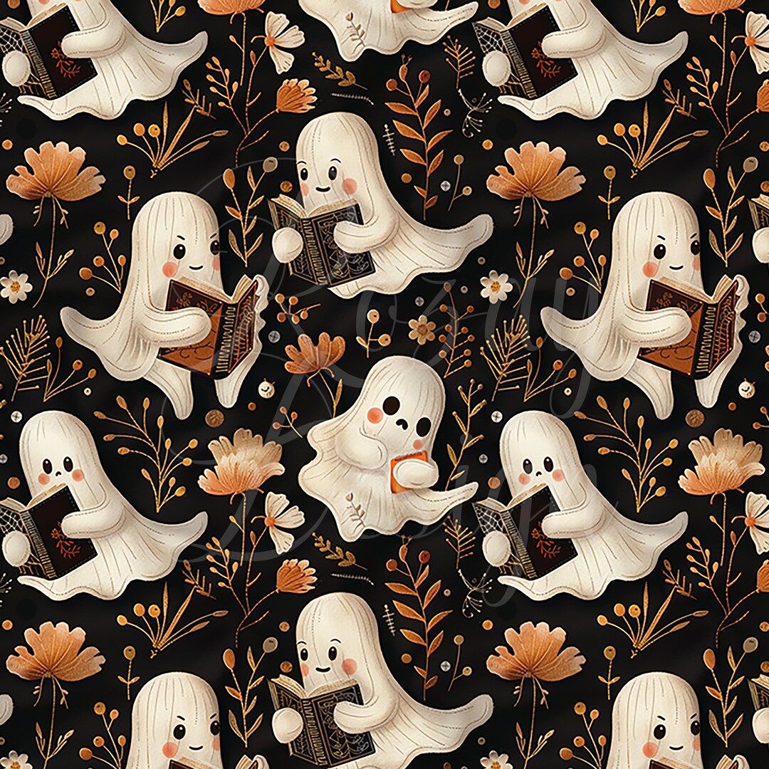 Cute Ghosts and Books | Halloween | Seamless Patterns | Instant ...