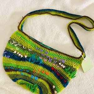Flower Field Crochet/Embroidered Purse