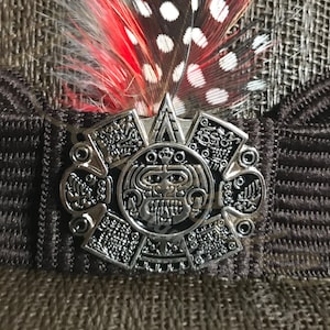 Silver Aztec Calendar lapel pin