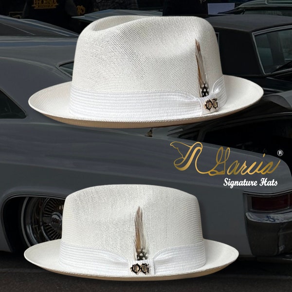 Chapeau fedora blanc Golden Line Viejo avec signature OG Garcia