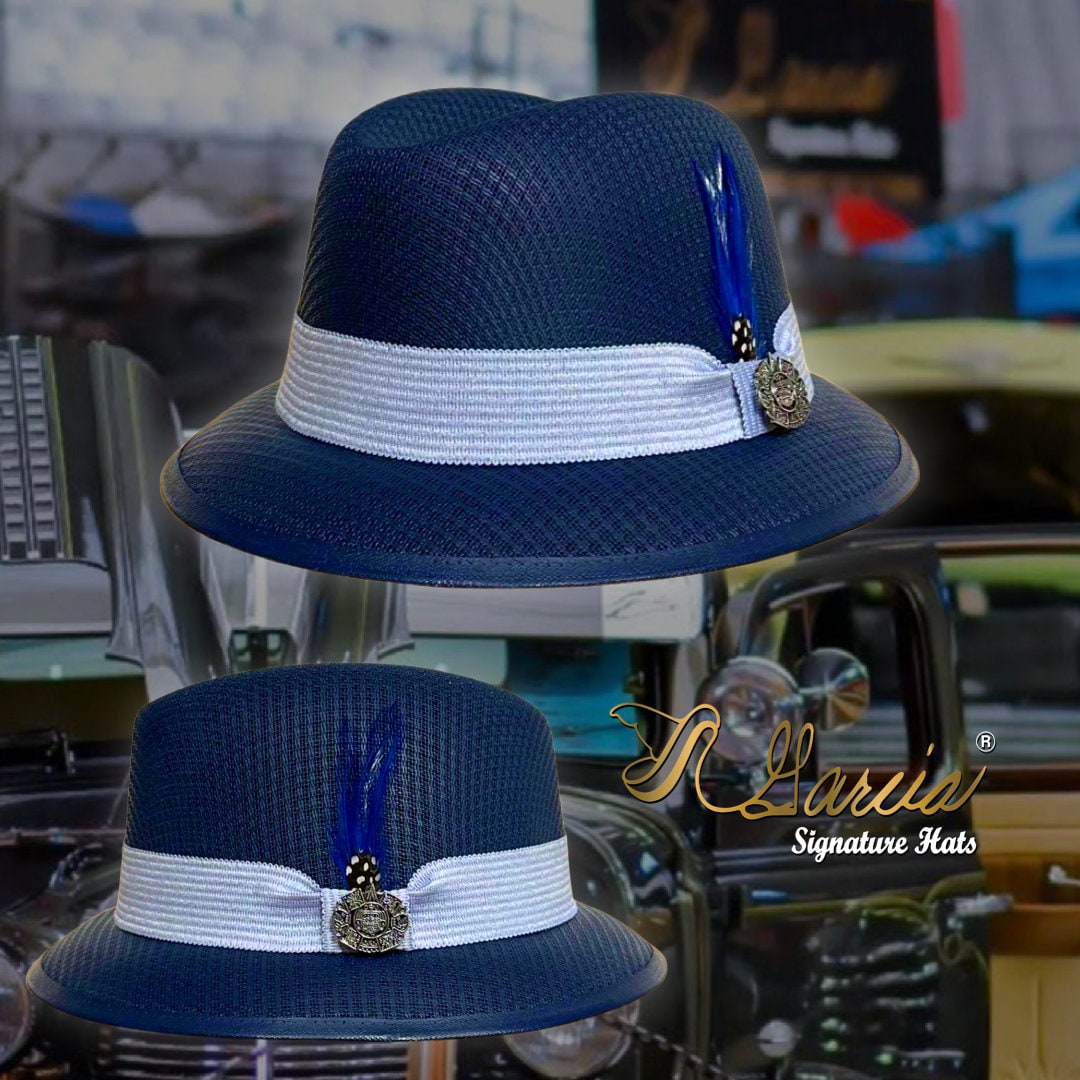 Navy Lowrider Derby W Aztec Garcia Signature Hat Etsy