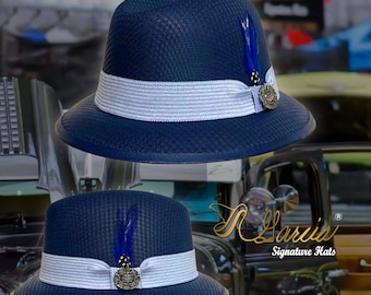 Navy Lowrider Derby W/ Aztec Garcia Signature Hat