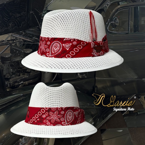 Classic White Lowrider Derby W/ Bandana Garcia Signature Hat  display picture 2