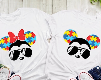 Disney Mickey Minnie Autism Awareness Shirt for Mom Dad, Autism Awareness Shirt For Mother Day Gift, Teacher Shirt, ASD and SPD,Puzzle Piece