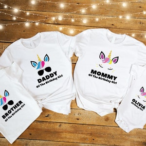 Girls Birthday Family Shirts, Birthday Girl Family Shirts, Unicorn Birthday Girl, Daddy Mommy Sister Brother Of The Birthday Girl Matching