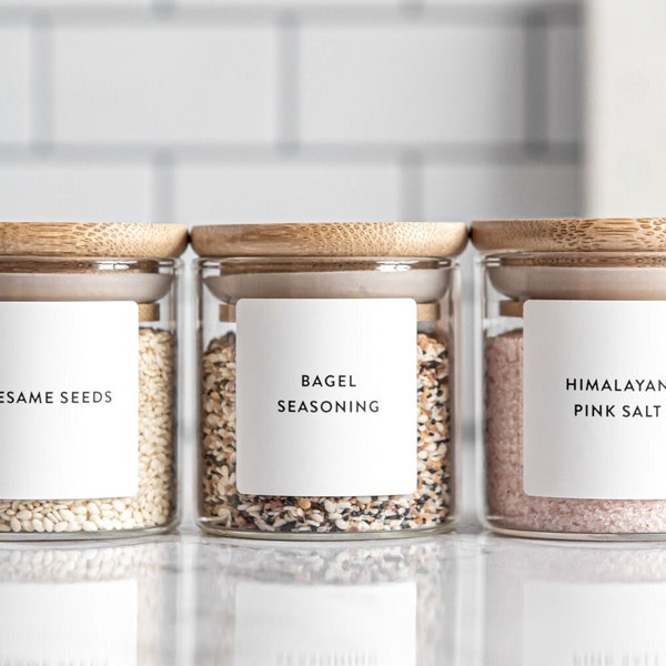 Spice Labels (Simple Design) • Personalization Available • Water Resistant • Minimal Pantry Labels