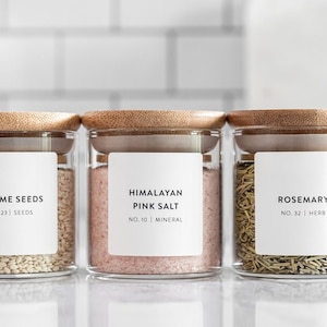 Spice Labels (Contemporary Design) • Customization Available • Water Resistant • Minimalist Spice Labels • Pantry Organization