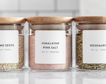 Spice Labels (Contemporary Design) • Customization Available • Water Resistant • Minimalist Spice Labels • Pantry Organization