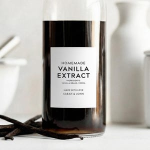 Homemade Vanilla Extract Labels (Minimal Design) • Minimalist Personalized Vinyl Labels • Modern Extract Stickers • Custom Baking Gift Label