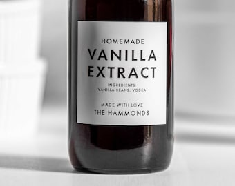 Vanilla Extract Labels (Minimal Design) • Customization Available • Water Resistant • Holiday Gifts