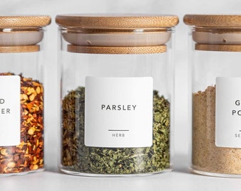 Spice Labels (Minimal Design) • Customization Available • Minimalist Spice Jar Labels • Durable • Water Resistant